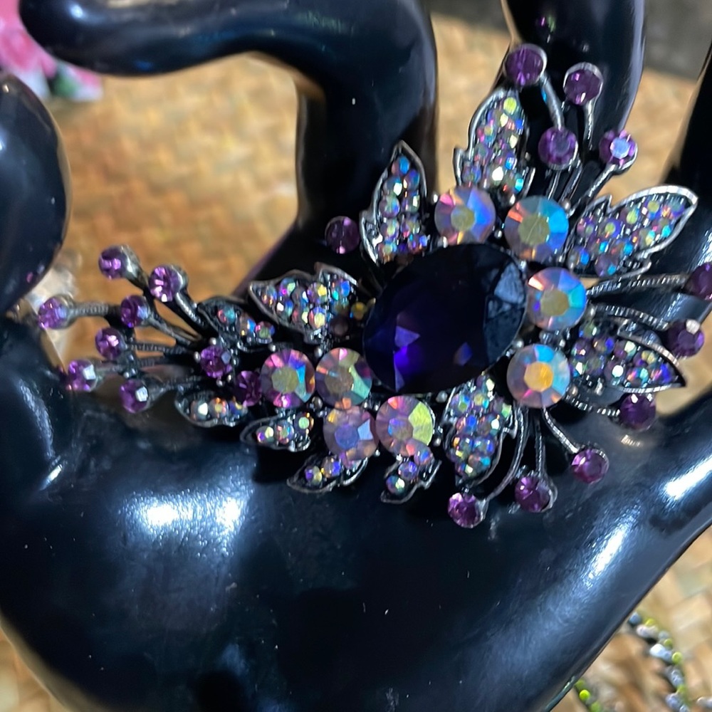 Purple and Iridescent Brooch